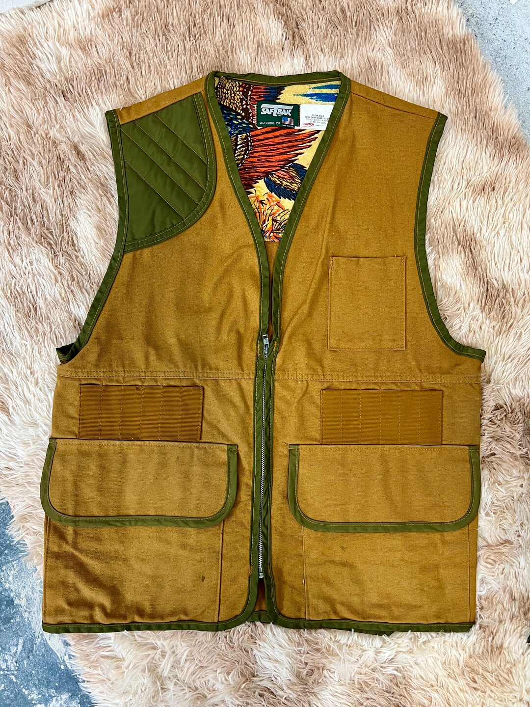 Vintage Saftbak Duck Hunting Canvas/cotton Zip up Vest Mens Vintage Saftbak Duck Hunting Canvas/cotton Zip up Vest Mens