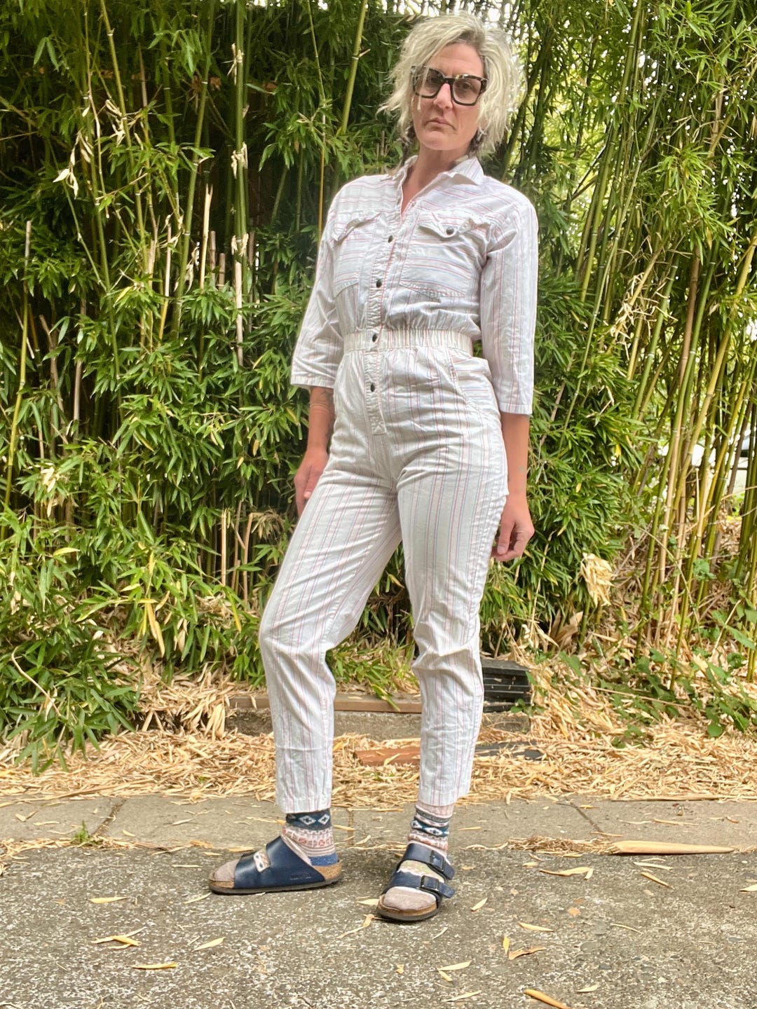 Dreams 1980's/90's Vintage Pinstripe Women's Jumpsuit Size Small