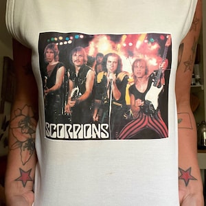 Scorpions iron onvintage 1980’s metal hair band vintage muscle tank top men’s or women’s size small/medium