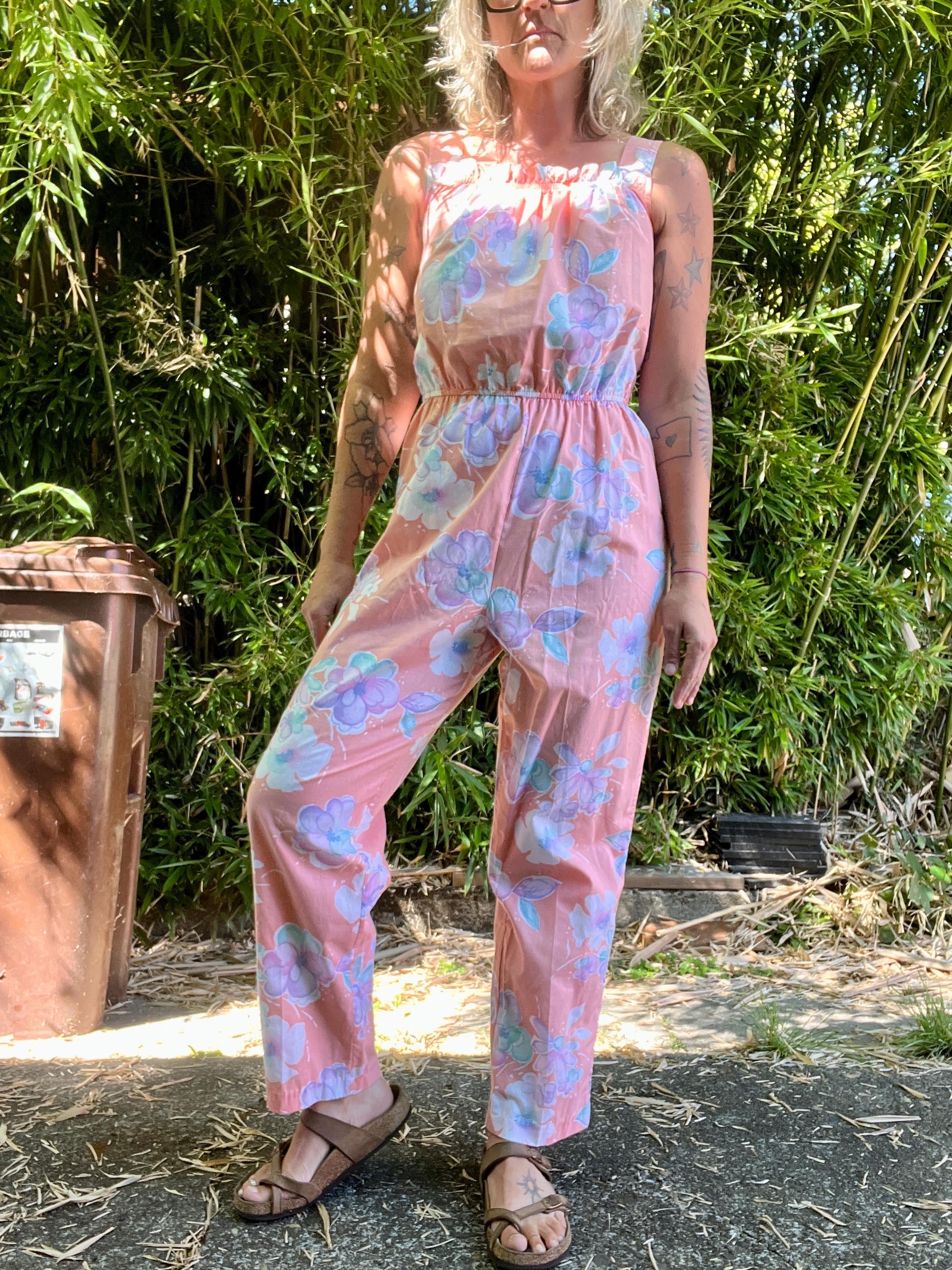 Clovis Ruffin 1980’s vintage floral tank jumpsuit women’s size medium