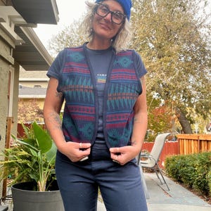Southwestern vintage 1990’s Aztec print  vest women’s size medium