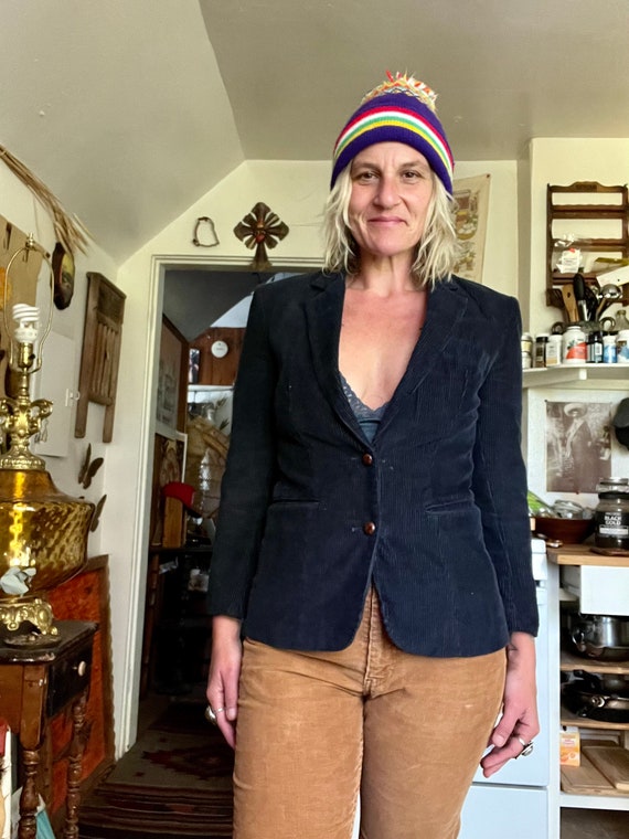 Blue corduroy blazer top