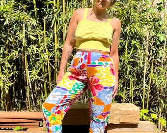 Jams World 1990’s vintage colorful vibrant floral hippie pants women’s size small/medium