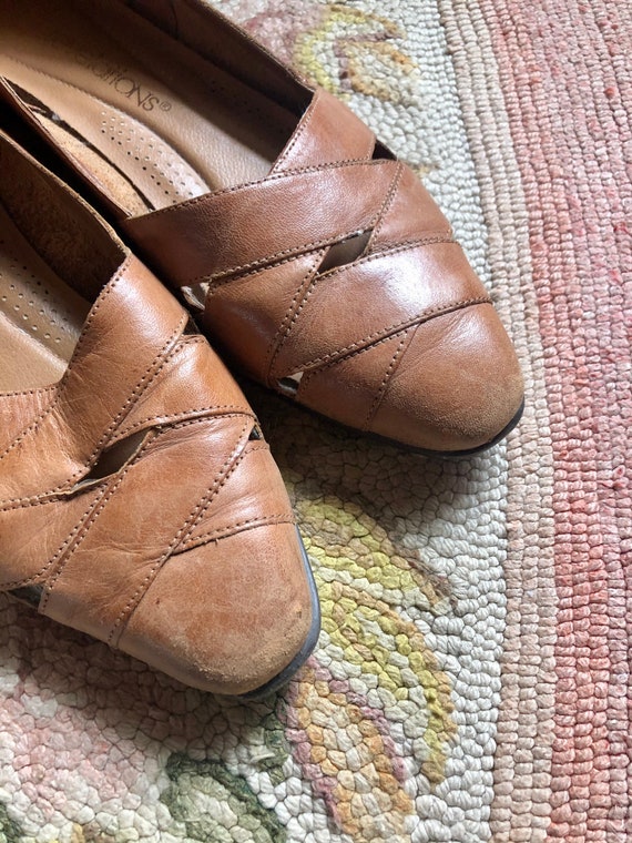 1980’s Woven leather womens loafer shoes size 7 - image 4