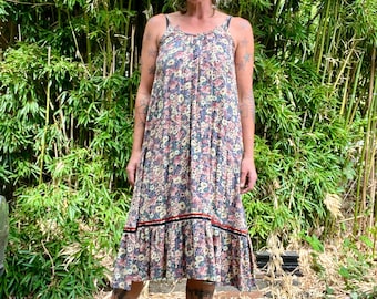 1990’s vintage floral rayon tank dress women’s size medium/large