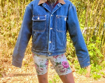 Ralph Lauren Polo 1980’s vintage dungarees wool lined jean jacket mens or women’s size medium