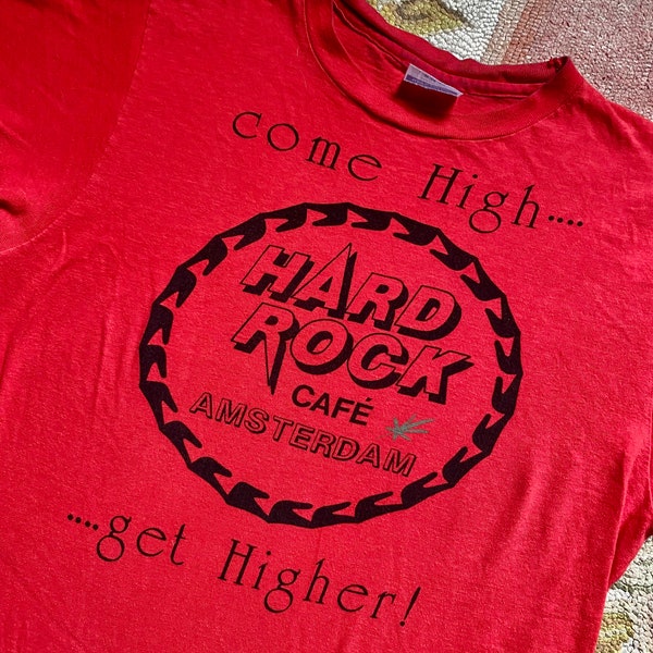 Smoke WEED get high stoner 1990’s vintage Hard Rock Cafe Amsterdam T-shirt men’s/womens  size medium