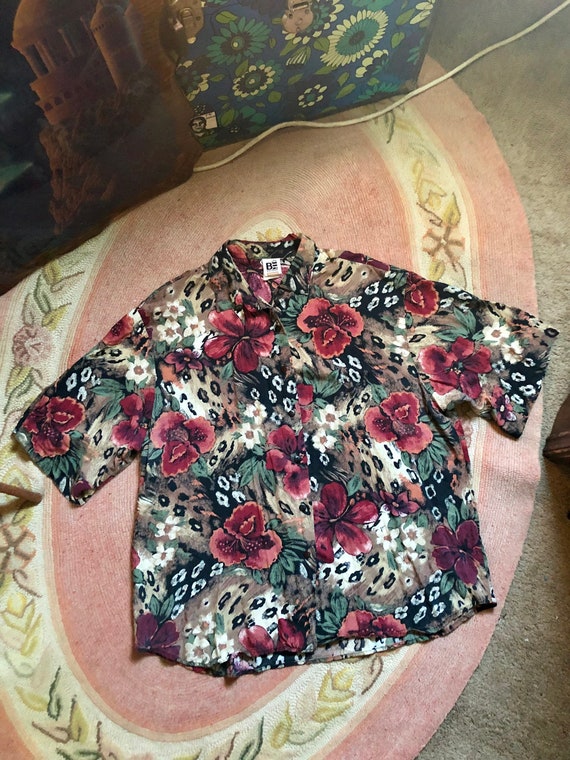 1980’s vintage plus size leopard floral print but… - image 6