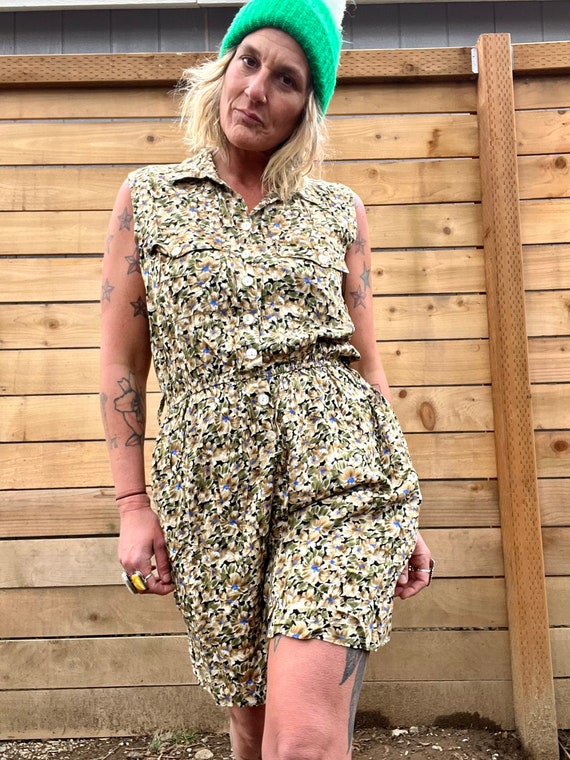 1990’s vintage Erika brand floral tank romper wome