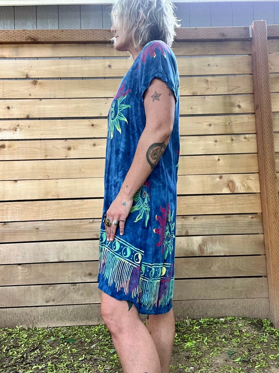 1990’s vintage tie dye sun print dress womens siz… - image 5