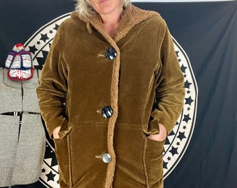Corduroy coat with hood hot sale