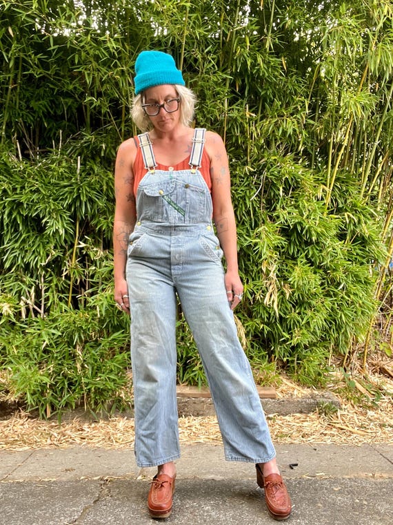 〜70s KEY Vintage Hickory Stripe Overalls 70s/80s Key Imperial Hickory Stripe Overalls – Double Barrel