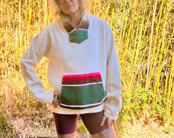 Sudadera con capucha estilo vintage Molina Baja Serape de los años 90, estilo mexicano, talla grande/extragrande para hombre o mujer.