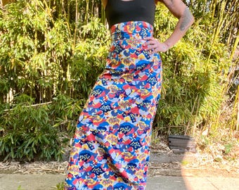 1970’s vintage handmade super high waisted floral skirt women’s size xsmall 26 in waist