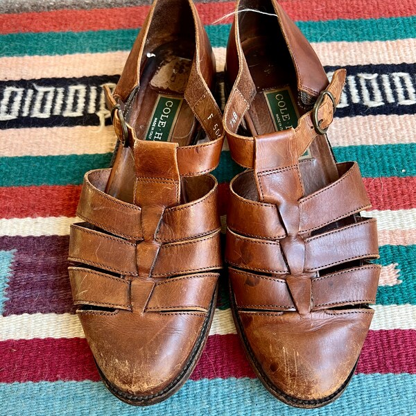 Cole Haan 1990’s vintage leather fisherman sandal loafers/huaraches women’s size 7.5