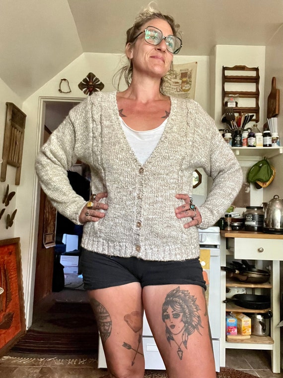 1980s Vintage Oatmeal Colored Button up 