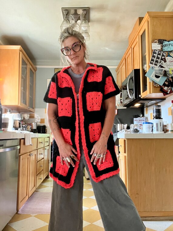 1970’s/80’s vintage upcycled patchwork granny squ… - image 1