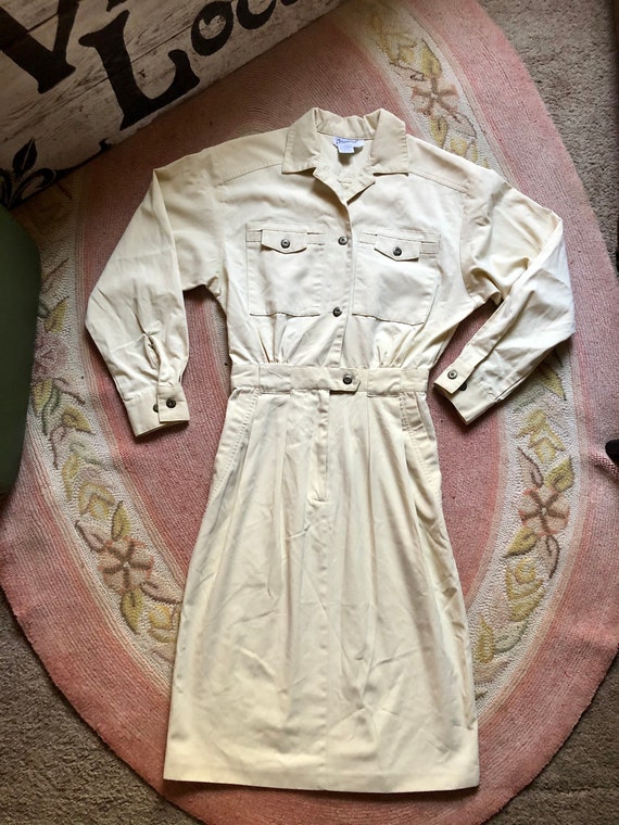 Dreams 1980’s vintage beige boho preppy dress wom… - image 1