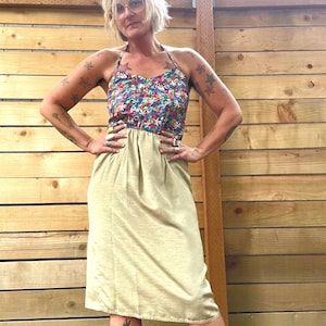 California girl 1980’s vintage halter floral boho dress women’s size small/medium