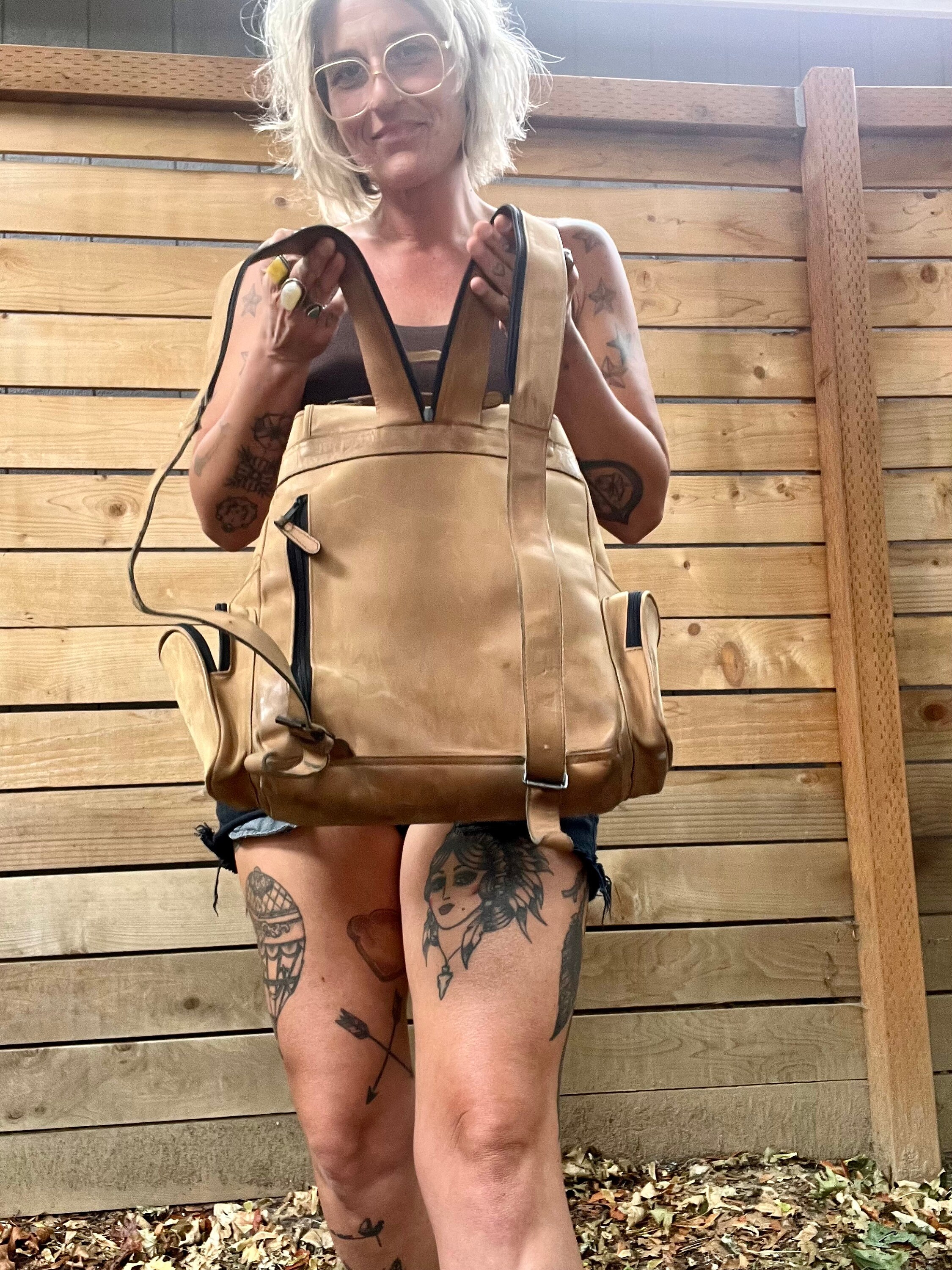 Classic Tan Leather Backpack OVERLAND OUTFITTERS - Unisex Vintage 31867_TOBTN-  main image 2