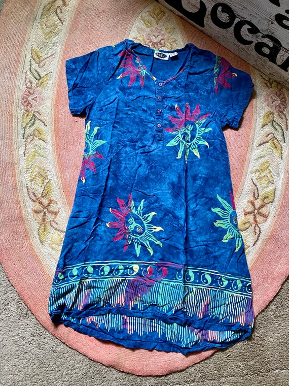 1990’s vintage tie dye sun print dress womens siz… - image 7