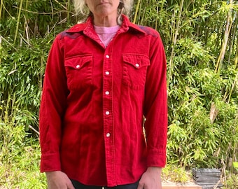 Camisa Pendelton vintage de lana con botones a presión y perlas, de los años 70 y 80, para hombre o mujer, talla mediana o grande