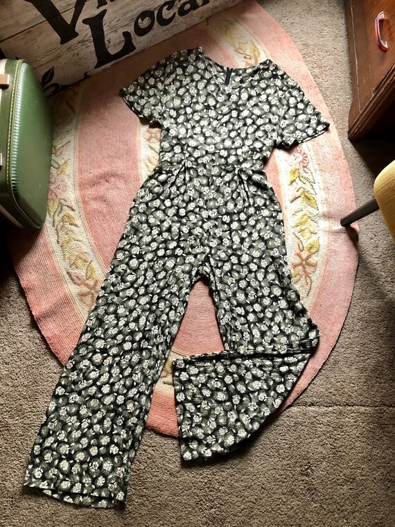 1980’s vintage floral palazzo pant jumpsuit women’