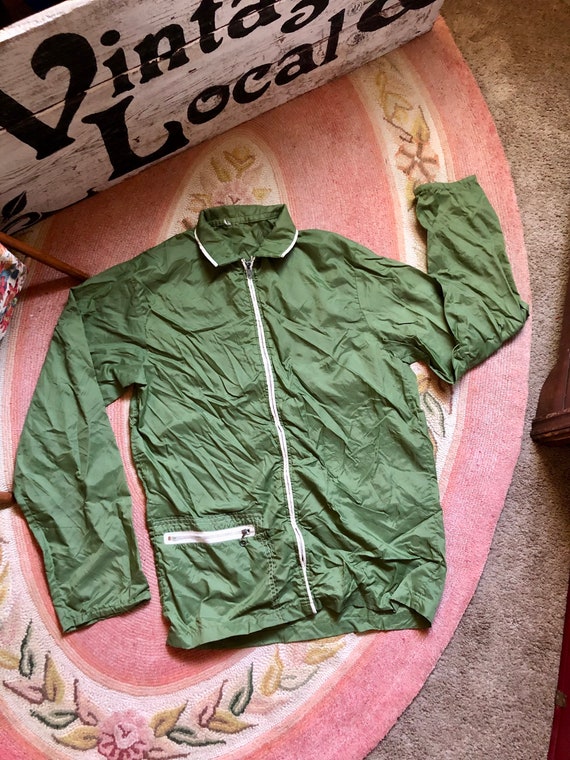 1960’s vintage green windbreaker jacket with gene… - image 1