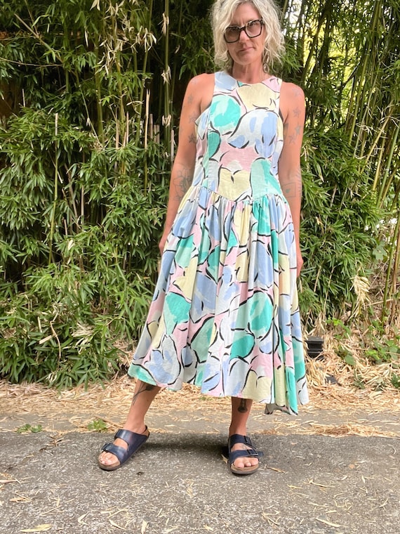 Katie 1980's/90's vintage floral tank dress women's size medium
