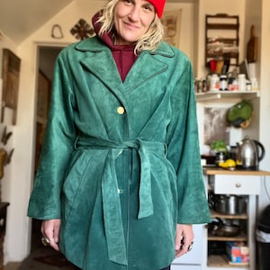 1980’s Di Capra green suede leather Canadian made jacket womens size large