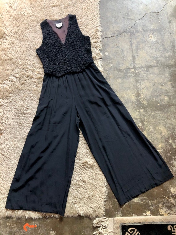 1990's Vintage Amazing Black Palazzo Pant Jumpsuit. Size M | Etsy