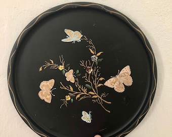 Retro woondecoratie Leukste vintage metalen vlinderprint decoratief dienblad uit de jaren 70