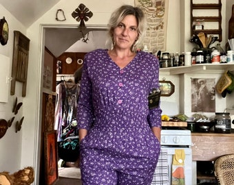 Happy Legs 1990’s vintage deadstock boho hippie floral jumpsuit womens size small/medium