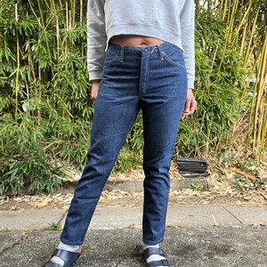 Misses Wranglers 1960’s/70’s vintage sanforized dark denim western jeans women’s size small ( 30 in waist ) image 4