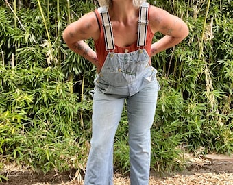 〜70s KEY Vintage Hickory Stripe Overalls Striped Bib Overalls for Men - KEY Apparel