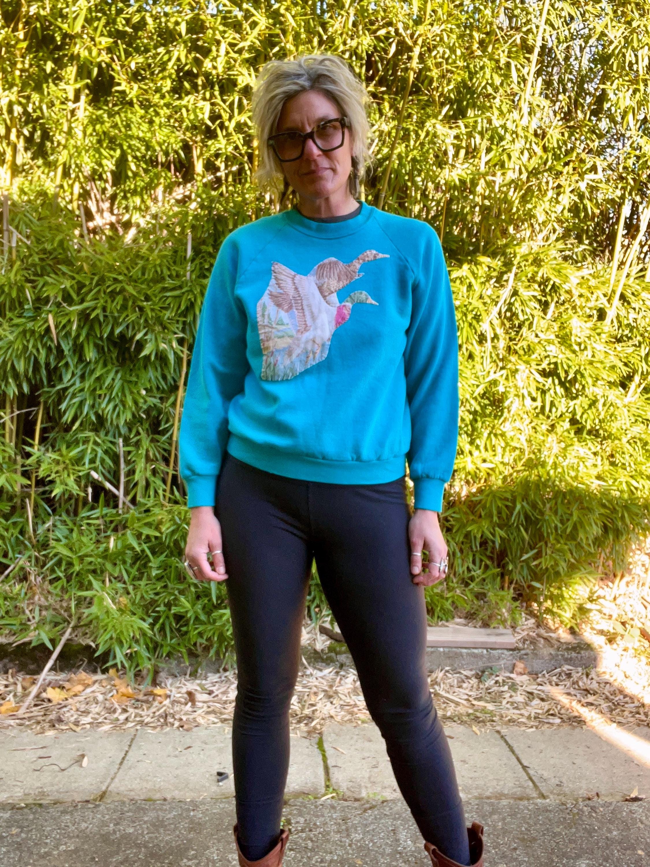 トップス 80's vintage duck comical sweat Vintage 1980s Funny Ducks 80s Animal Print Humor Duck