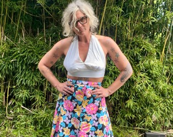 Vibrant colorful unbranded 1980’s floral skirt size xsmall/small