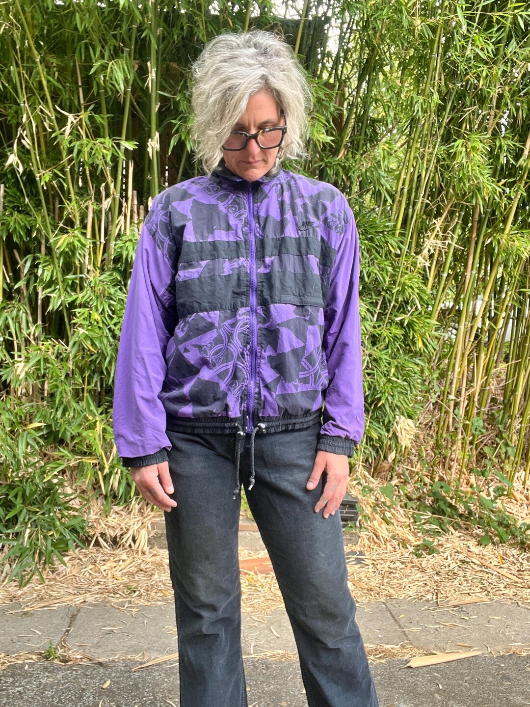 Nike ジップアップジャケット ブラック/パープル Nike Cross Training 1990's Purple and Black Zip up Jacket Men's or
