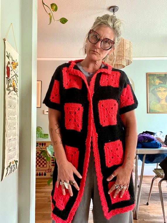 1970’s/80’s vintage upcycled patchwork granny squ… - image 9