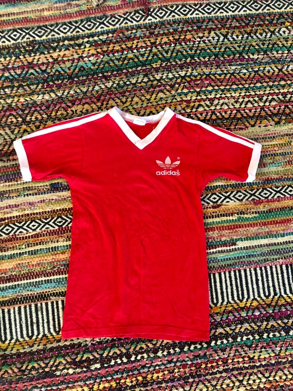 1970’s vintage adidas ringer v neck T-shirt Mens o