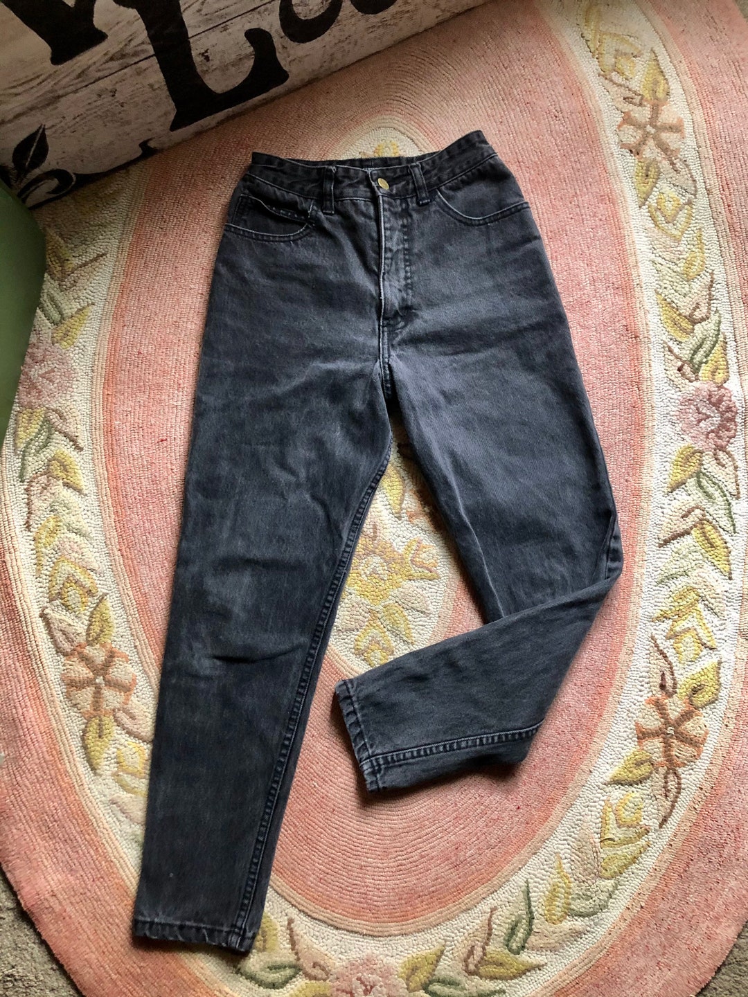 Guess 1980s Vintage Black Ankle Zipper High Waisted Jeans Womens Size ...