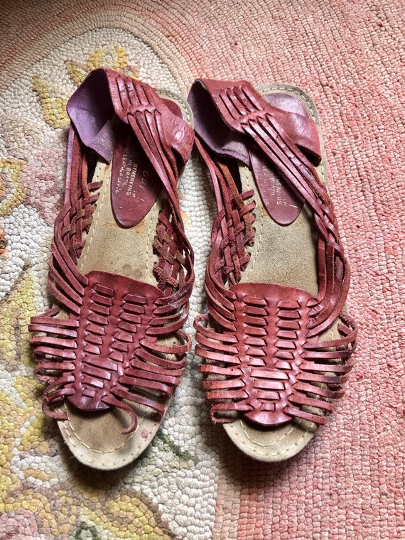 Rad 1980’s vintage leather huarache sandals women… - image 2