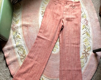 Lasso Western 1970er vintage Leinenmischung Schlaghose Bootcut Damenhose Größe xsmall