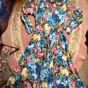 1980’s vintage Carol Anderson floral long sleeve dress women’s size small/medium