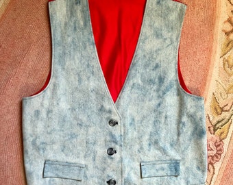 1980’s vintage reversible handmade denim bandana print vest unisex size large