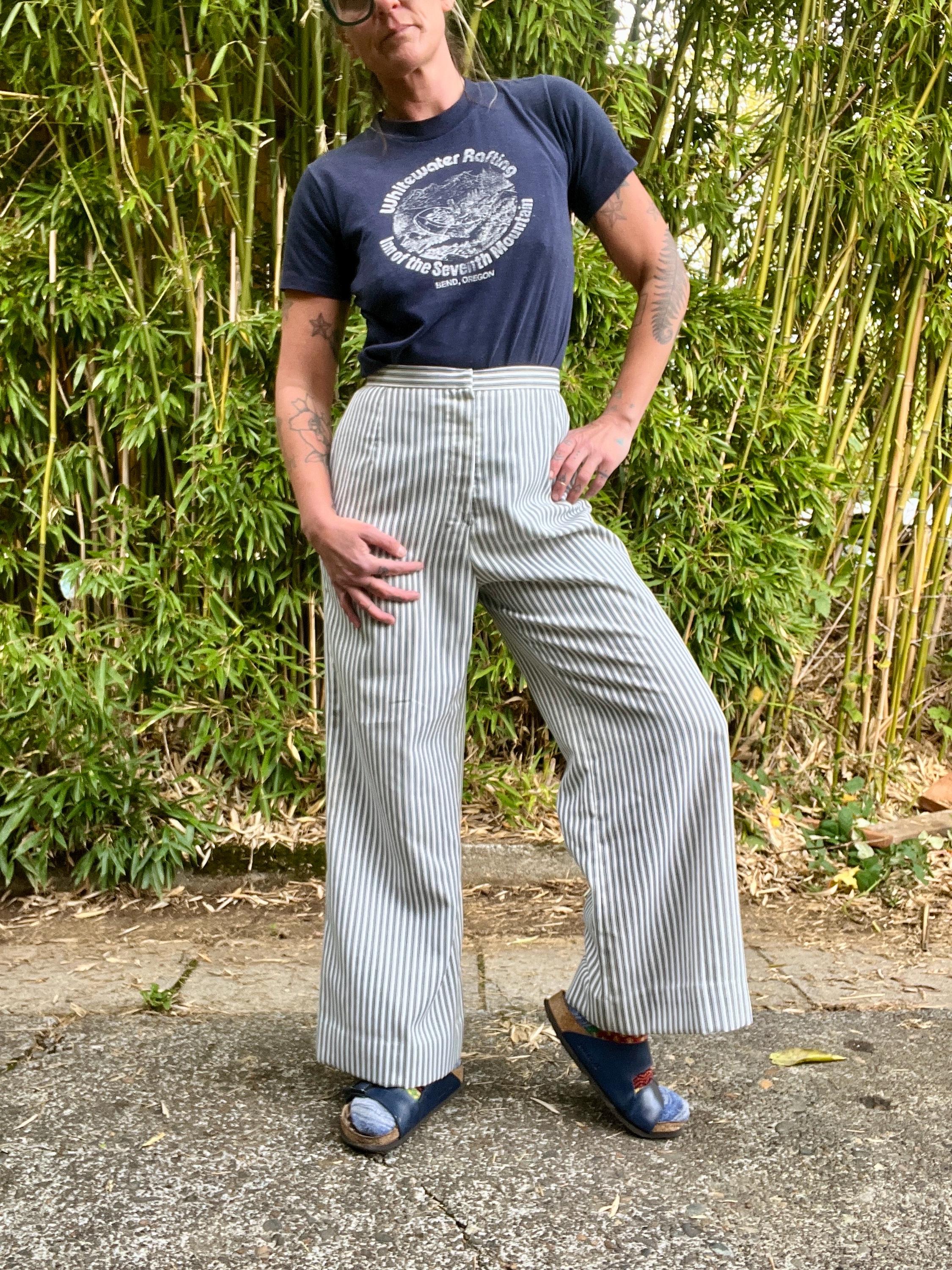 パンツ 70s unknown Flare Slacks pants 1970's/80's Vintage Pinstripes Flared Bellbottom Trouser Pants