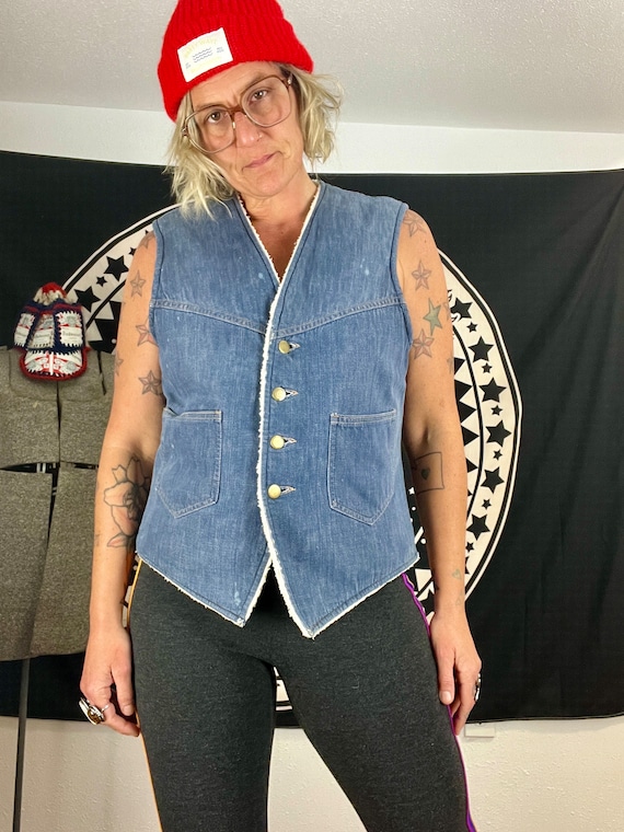 Men's western denim vest best sale