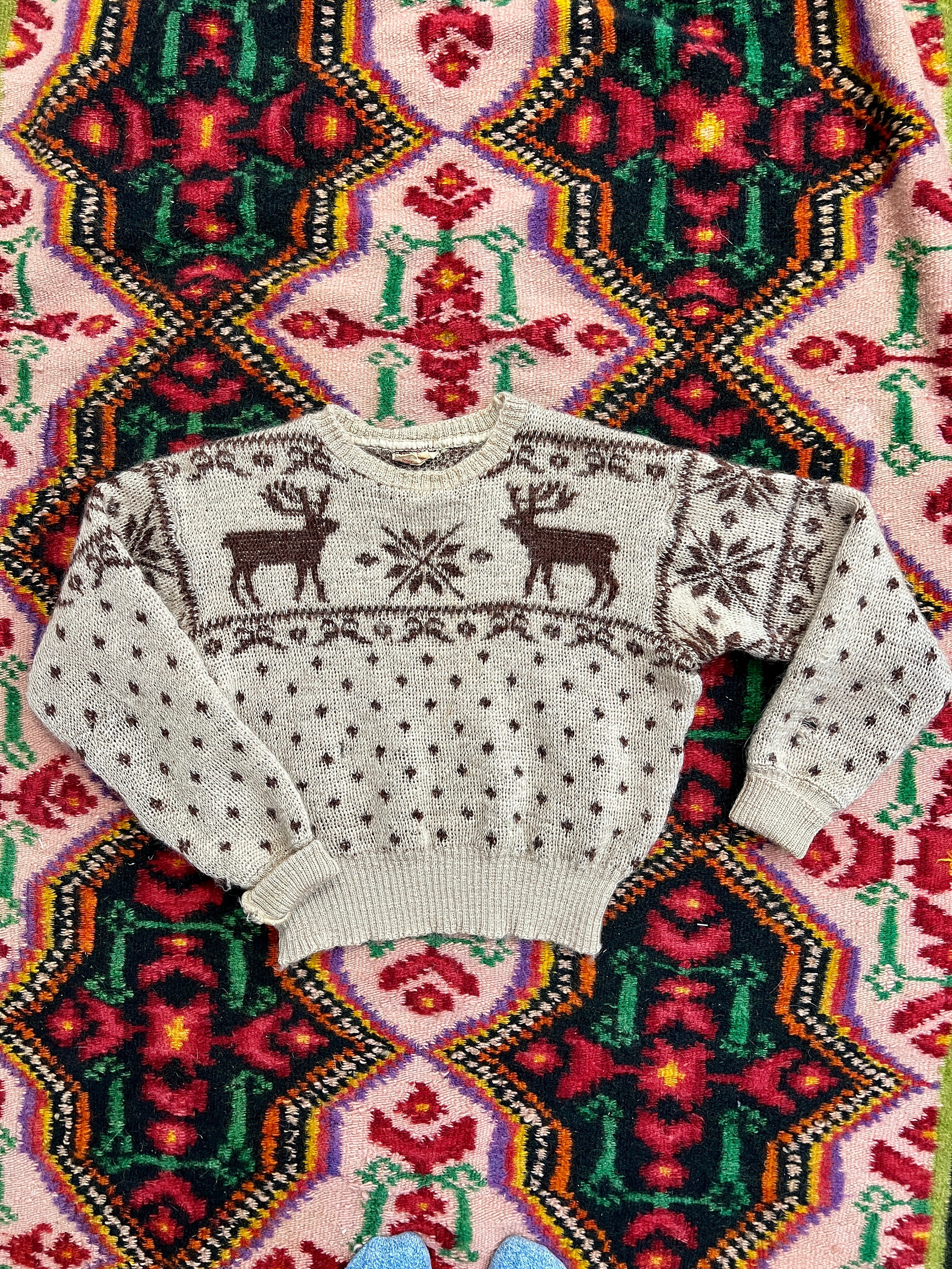 Jantzen 1940's Vintage Ski Yuletide Wool Deer Novelty Sweater