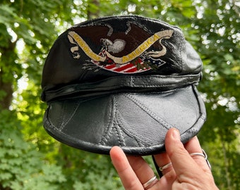 Vintage Harley Davidson Leather Cap, Biker Hat - Etsy