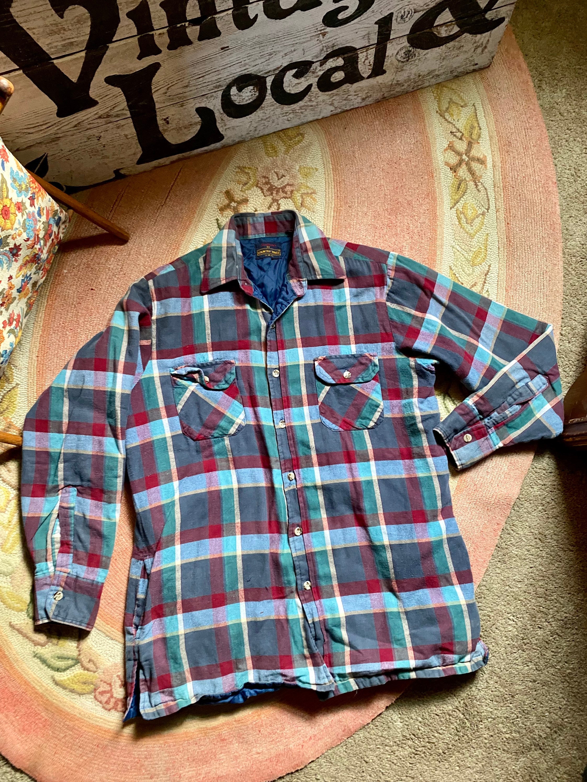 Quilted faded plaid shirt discount